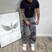 Unisex Heavy Wash Cargo Jeans Streetwear Vintage Distressed Denim Pants with Utility Pockets Stretch Comfort 6 Sizes_mkmklike.com