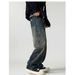 Men's Clothing Spring And Autumn High Street Retro Washed Workwear Drawstring Jeans Men's Loose Wide Leg Straight Casual Pants_mkmklike.com