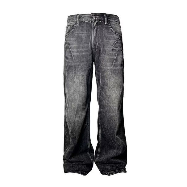 Men's Clothing Washed Vintage Washed Denim Jeans For Men - Relaxed Straight Leg, Wide Fit, Comfortable & Stylish (Black, Blue) - Sizes S-3XL_mkmklike.com