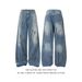 Men's Retro Graffiti Wide Leg Jeans Casual Loose Straight Leg Trousers Trendy Spring New Curved Design American Style_mkmklike.com