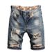 Lined Fabric Men Multi-Ripped Five-Point Beggar Pants Four Seasons Trendy Brand Personality Men's Jeans_mkmklike.com