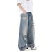 Men's Clothing Vintage Distressed Cat Whisker Jeans - Relaxed Fit Wide Leg Bootcut High Waist Denim Pants For Women_mkmklike.com