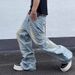 Vintage Washed Blue Jeans – High Street Oversized Straight-Leg Denim Pants (Unisex, S-3XL, Distressed, No Stretch, Drop-Cuff)_mkmklike.com