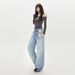 2025 Autumn New Korean Style Fashionable Ripped Wide-Leg Pants For Women, Versatile Loose Slimming Denim Trousers_mkmklike.com