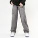 Nordmann Charcoal Gray Jeans For Men Loose Straight New Casual American Style Trendy High Street Cool Wide-Leg Pants_mkmklike.com