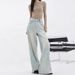 KENH Light Blue Loose Straight Wide-leg Jeans, New Women's Design With Embroidery, Floor-length Pants_mkmklike.com