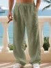 Men's Linen Casual Classic Straight-leg Pants, Breathable, Comfortable, And Stylish Long Pants, Suitable For Outdoor Travel, Vacation, And Daily Wear_mkmklike.com