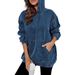 Women's Clothing Vintage Washed Denim Hoodie Oversized Streetwear Pullover With Distressed Snow Wash_mkmklike.com