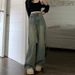 Women's Vintage High-Waisted Wide-Leg Jeans – Relaxed Fit, Retro Blue, No Stretch For Casual & Streetwear_mkmklike.com