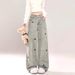 Men's Clothing Playful Puppy Embroidered High Waist Straight Leg Jeans For Women - Loose Fit Wide Leg Pants With Stretchy Comfort (Blue/Black)_mkmklike.com