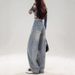 American Retro Ripped Jeans For Women, 2025 Spring New Style, Petite Straight-leg, Floor-length, Loose Wide-leg Pants_mkmklike.com