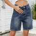 K Street Washing New Fashionable And Cool Denim Five Quarter Pants For Women_mkmklike.com