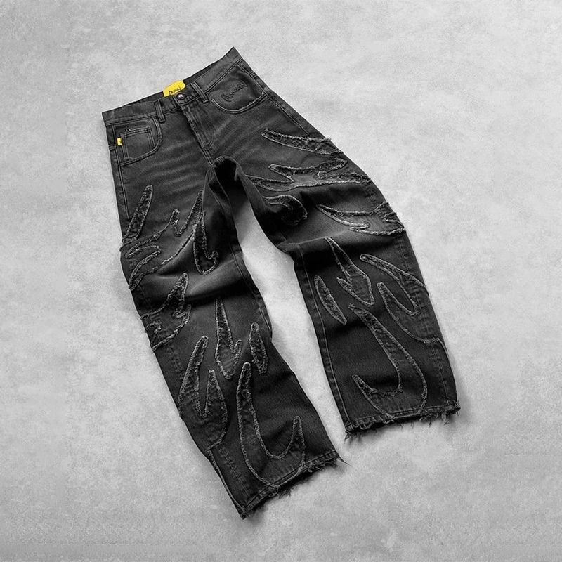 Men's Distressed Vintage High Street Denim Jeans - Relaxed Straight Fit With Washed & Faded Look_mkmklike.com