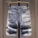 Men's Distressed Denim Shorts Stylish Patchwork Cargo with Multiple Pockets Sizes 28 to 36_mkmklike.com