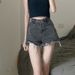 Women's plus Size Frayed Denim Shorts Loose Fit Thin Design Summer Style Wide Leg Slimming Straight A-Line Hot Pants_mkmklike.com
