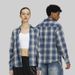 Pulse ETAI Clothing|Loose Fit Off-Shoulder Plaid Shirt Men Long Sleeve Trendy High-Quality Men's Autumn Outerwear Top_mkmklike.com