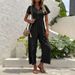 Women's casual commuting nine-point pants summer wide-leg jumpsuit women_mkmklike.com