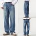 American Environmentally Friendly Fabric Retro Classic Retro Blue Jeans Men's High Street Trendy Brand Loose Straight Youth Casual Trousers_mkmklike.com