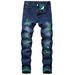 Men's Clothing Ripped Jeans Color Ripped Yarn Denim Trousers_mkmklike.com