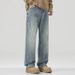 Men's Loose Straight Leg Jeans 2026 Spring American Style Trendy Wide Leg Retro Distressed Casual Pants_mkmklike.com