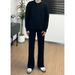 Nordmann Paris Black Flared Jeans For Men New Loose Straight American Retro Style Tall Slimming Pants_mkmklike.com