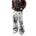 Distressed Vintage Star Embroidered Relaxed Fit Jeans For Men & Women – High Waist Straight Leg Denim Pants With Washed Effect_mkmklike.com