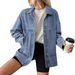 Women's Loose Fit Denim Jacket Versatile Spring Autumn Fashion Outerwear Relaxed Everyday Wear Comfortable Feshion_mkmklike.com