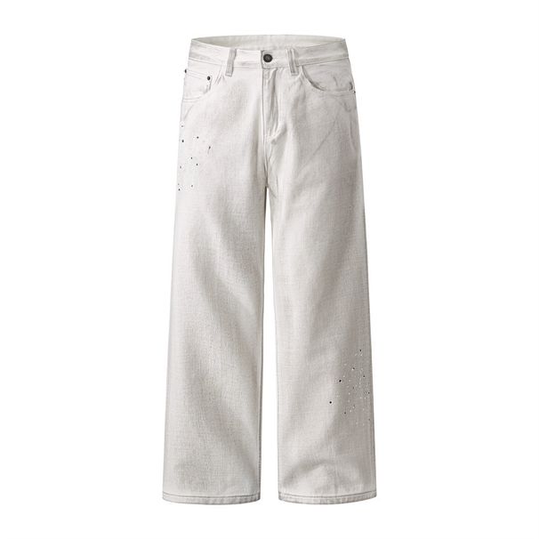 Spray-Dyed Vintage Dirty Wide-Leg Jeans Wasteland Punk Men's Paint Splatter Niche Loose Straight-Leg Pants Trendy_mkmklike.com
