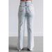 "Women's Distressed High-Waisted Flared Jeans – Vintage Washed Stretch Denim, Wide-Leg Loose Fit With Ripped Details, Comfortable Trousers"_mkmklike.com
