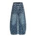 Full Print Star Wide-Leg Denim Men's Unique Niche Design Vibe Trendy Brand High Street Oversized Scimitar Pants_mkmklike.com