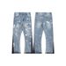 High Street Net Red Ink Splash Print Trousers Washed Jeans_mkmklike.com