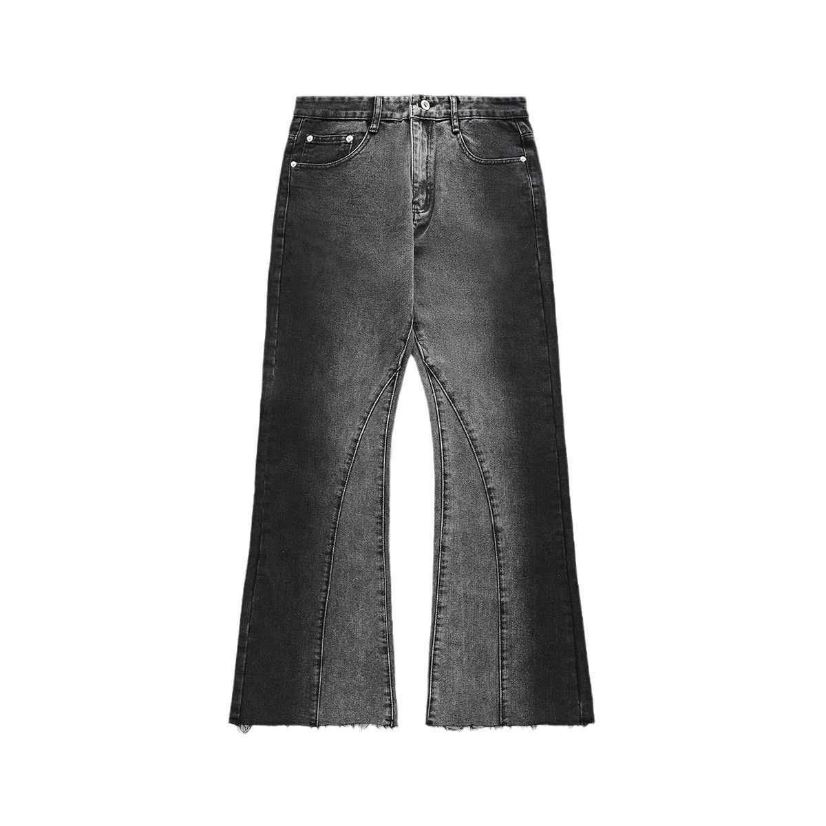 Men's Distressed Bootcut Jeans – Retro Loose Fit Wide Leg Denim Pants (S-XL, Black Gray & Blue)_mkmklike.com