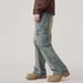 Vintage Washed Patchwork Cargo Wide Leg Jeans, Men's American High Street Loose Straight Streetwear Denim Pants_mkmklike.com