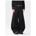 Black Denim Statement Pants – High Street Vintage Wide-Leg Jeans With 3d Pleats & Contrast Stitching_mkmklike.com