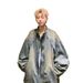 Gradient Tie Dye Denim Jacket For Men's Autumn Stand Up Collar Design, Niche Clothing_mkmklike.com