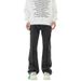 Nordmann American Style Frayed Edge Patchwork Jeans For Men, Stylish Versatile Slimming Black Casual Pants, Loose Straight-Leg_mkmklike.com