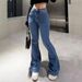 Women's Clothing High Waist Flared Jeans Women's Slim Fit Fashionable Versatile Denim Trousers_mkmklike.com