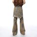 Men's Clothing Wasteland Style Old Dirty Splicing Fake Two Piece Skirt Jeans Destroyed Holes Slightly Flared Beggar Spring And Summer Trend_mkmklike.com