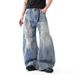 Retro American Street Style Men's Distressed Ripped Curved Blade Jeans High Waist Loose Fit Cleanfit Trousers_mkmklike.com