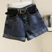 High Waisted Slimming Denim Shorts for Women Korean Style Rolled Hem Loose Wide Leg A-Line Hot Pants Trendy Summer Fashion_mkmklike.com