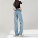 Women's Light Blue Wide Leg Jeans - High Waisted Summer Thin Stretch Flowy Loose Fit Straight Leg Pants For Casual & Office_mkmklike.com