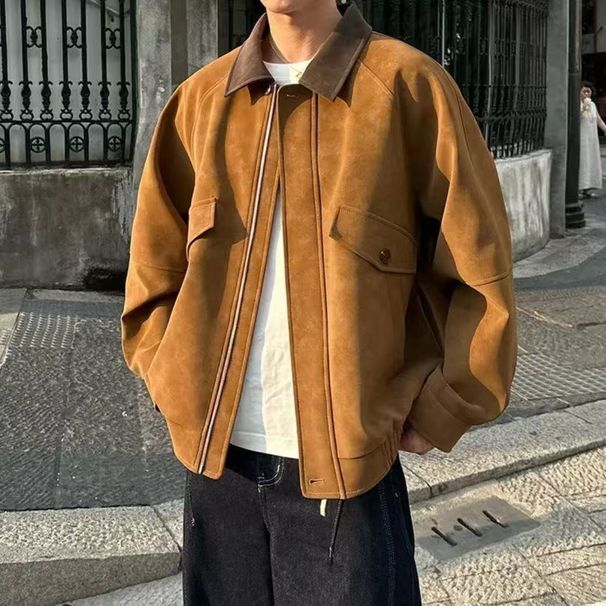 American Retro High-Quality Lapel Autumn Melard Design Sense Lazy Style Casual Loose Jacket Trendy Men_mkmklike.com