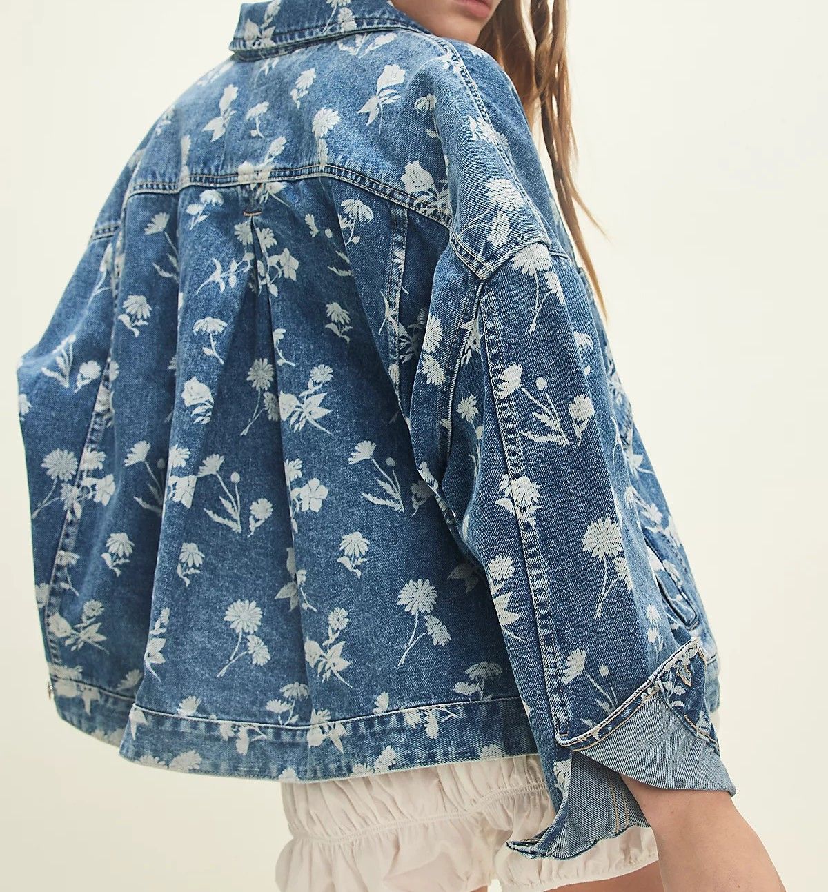 Women's Printed Denim Jacket – Oversized Casual Coat With Polo Collar, Comfortable Cotton Blend For Streetwear & Autumn Fashion_mkmklike.com