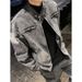 European And Hip Hop Short Men's Brand American Retro High Street Zipper Motorcycle Denim Jacket Trendy_mkmklike.com