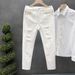 Men's Clothing White Ripped Diamond Jeans Trendy Slim Fitting Skinny Pants_mkmklike.com