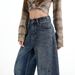 2026 Spring New Style Women's High-Waisted Loose-Fit Curved-Cut Wide-Leg Straight-Leg Floor-Length Jeans With Adjustable_mkmklike.com