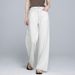 Women's Lightweight Linen-Blend Wide Leg Pants - High Waisted Boho Summer Palazzo Trousers With Elastic Waistband_mkmklike.com