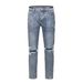 Distressed Ripped Denim Jeans For Men & Women - Vintage Washed High Street Style With Splatter Paint Design - Straight Cut Unisex Casual Pants_mkmklike.com