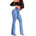 Stretch High-Waisted Flare Jeans – Gothic-Inspired Denim Pants With Elastic Waistband, Slim Fit & Booty-Lifting_mkmklike.com