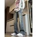 American-style Vibe Pa, Spring And Autumn High Street Slightly Flared Black Jeans, Men's Slim Straight Casual Long_mkmklike.com